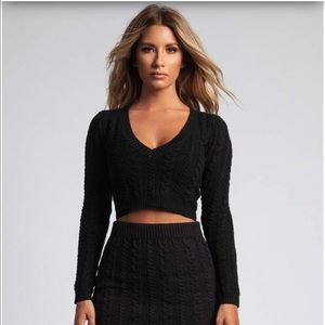 Knit V neck fitted jumper.